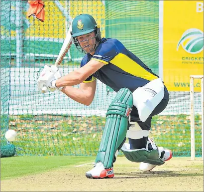  ?? Picture: GALLO IMAGES ?? READY TO RUMBLE: AB de Villiers hits out during a practice session at Newlands in Cape Town yesterday