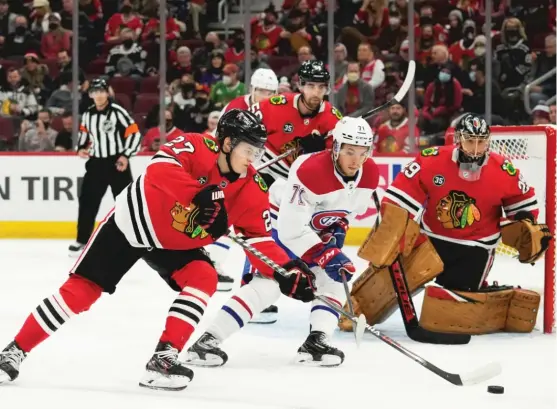  ?? PATRICK MCDERMOTT/GETTY IMAGES ?? Blackhawks prospect Lukas Reichel was reassigned Saturday to Rockford, but the teenager remains a huge part of the team’s future plans.