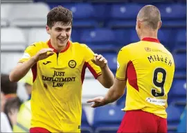  ??  ?? Palmer with ex-Rangers man Kenny Miller at Partick Thistle