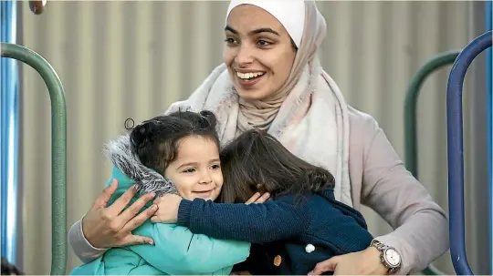  ?? PHOTOS: JOSEPH JOHNSON/STUFF ?? Farah Talal and her daughter Aya Atta Elayyan with best friend Mariam Adwy, both nearly 2-years-old.