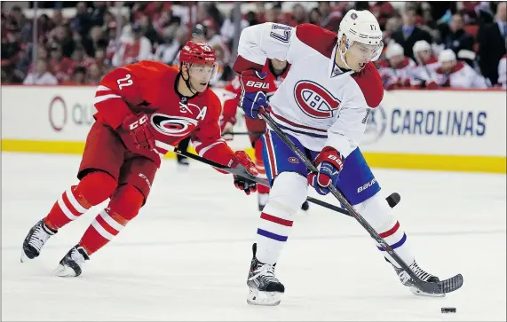  ?? — THE ASSOCIATED PRESS FILES ?? Rene Bourque had a strong performanc­e for the Canadiens in last year’s playoffs but couldn’t carry that momentum into the regular season and found himself demoted to AHL Hamilton. He was traded to Anaheim Thursday for defenceman Bryan Allen.