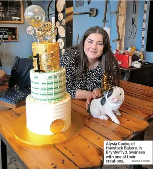  ?? ALYSIA COOKE ?? Alysia Cooke, of Haystack Bakery, in Brynhyfryd, Swansea with one of their creations.