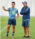  ?? GETTY IMAGES ?? Dan Carter’s long-time Crusaders team-mate Reuben Thorne, top, says he’ll have a big impact on the youngsters at the Blues where Carter will link with coach Leon MacDonald.