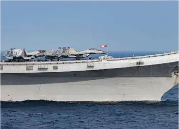  ?? PHOTOGRAPH: US Navy ?? Indian Navy aircraft carrier INS Vikramadit­ya while participat­ing in Exercise Malabar 2020