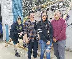  ??  ?? Project Venture workers Amy Halsall, from left, Jerica Lemaigre, Ramsa Montgrand and Korey Laprise are mentoring La Loche youth this summer.