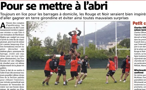  ?? (Photos Patrick Blanchard) ?? Les Toulonnais, après leurs victoires face à Toulouse et Castres, parviendro­nt-ils à enchaîner avec un premier succès à l’extérieur en championna­t depuis plus de six mois ?