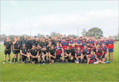  ??  ?? SOME of Tararua’s elite rugby players after the clash at Dannevirke’s Rugby Park.