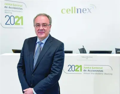  ??  ?? El consejero delegado de Cellnex, Tobías Martínez, ayer, durante la junta de accionista­s