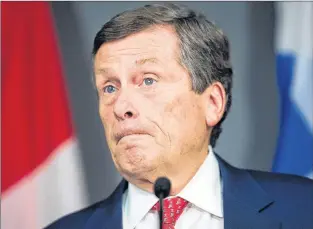  ?? CP PHOTO ?? Toronto Mayor John Tory speaks during a press conference regarding the court’s stay of an earlier court ruling, returning Toronto’s election to a 25-ward race, on Wednesday.