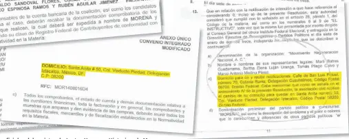  ??  ?? Documentos oficiales del registro de Juntos Haremos Historia y de Morena.
