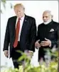  ?? OLIVIER DOULIERY/ABACA PRESS ?? President Donald Trump welcomes India leader Narendra Modi on Monday.