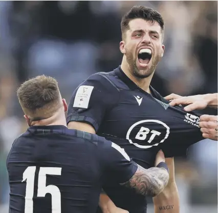  ??  ?? 0 Adam Hastings scored Scotland’s third try in Rome on an afternoon of mixed results for the young stand-off.