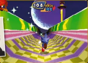  ??  ?? » [Saturn] Unlike its core levels, the Saturn Sonic 3D’s special stages boast real-time rendered polygon visuals.