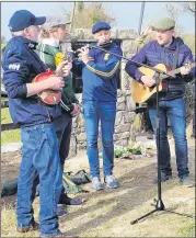  ?? ?? IN FULL BELT - Musicians playing at the commemorat­ive event on Saturday last in Ballylooby.