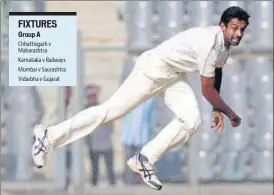 ?? HT FILE PHOTO ?? Dhawal Kulkarni has not recovered from the injury he suffered in the match against Gujarat.