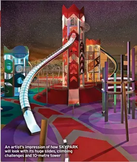  ?? ?? An artist’s impression of how SKYPARK will look with its huge slides, climbing challenges and 10-metre tower