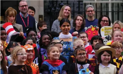  ?? ?? Akshata Murty, wife of Rishi Sunak, welcomes children to Downing Street to celebrate World BookDay 2024. Photograph: Carl Court/Getty Images