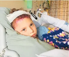  ?? ?? Tauranga boy Jai Anstis after having brain surgery at Starship Hospital on February 12.