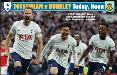  ?? ?? DERBY DELIGHT: Harry Kane, Heung-min Son and Ryan Sessegnon celebrate