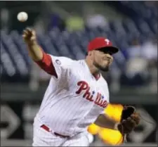  ?? THE ASSOCIATED PRESS — TOM MIHALEK ?? Reliever Joaquin Benoit joined three other veterans to be shipped out by the bottom-dwelling Phillies in the week leading up to Monday’s trade deadline, with the 40-yearold righty bound for Pittsburgh.