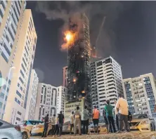  ?? Antonie Robertson / The National ?? The Abbco Tower fire in Sharjah was among the 130 reported in the emirate last year