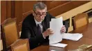  ??  ?? Tschechien­s Regierungs­chef Andrej Babiš im Parlament in der Hauptstadt Prag am 4.12.2019