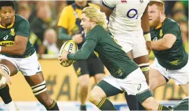  ??  ?? Learning: Maro Itoje misses Faf de Klerk in the first Test