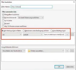  ??  ?? Im Mailprogra­mm Thunderbir­d erstellen Sie für Ihre Alias-adresse eine Regel, die entspreche­nd adressiert­e Mails zum Beispiel in einen Ordner verschiebt.