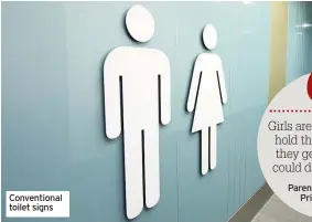 ??  ?? Convention­al toilet signs Parent at Deanesfiel­d Primary School