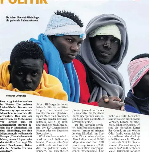  ??  ?? Sie haben überlebt: Flüchtling­e, die gestern in Italien ankamen.