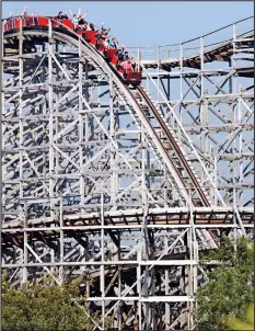  ??  ?? Thrill-seekers: The Megafobia roller coaster in West Wales