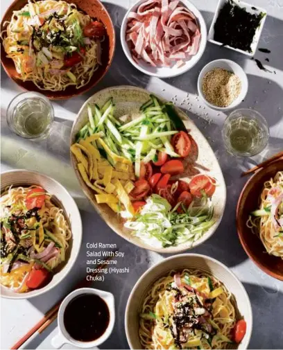  ?? ?? Cold Ramen Salad With Soy and Sesame Dressing (Hiyashi Chuka)