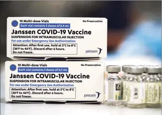  ?? David Zalubowski / Associated Press ?? A panel of U.S. health advisers endorsed booster doses of Johnson & Johnson’s single-shot COVID-19 vaccine on Friday, saying they should be offered at least two months after immunizati­on.