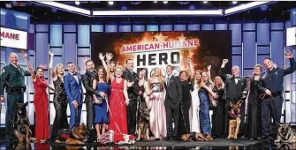  ?? PHOTO COURTESY OF AMERICAN HUMANE ?? 2017 Hero Dog Awards finalists and their handlers at the 2017 Award show televised on the Hallmark Channel.