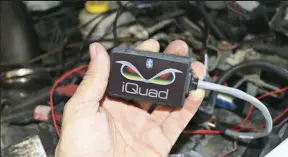  ??  ?? Using Bluetooth technology, the new iquad module was designed to be used specifical­ly with the Adrenaline system. It features wireless control to your in-cab display, allowing on-the fly module and display control. You can watch up to 10 parameters at one time on your screen and even set up safety settings, as well as enable and modify many useful features from the driver’s seat.