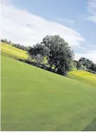  ??  ?? Slippery slopeThe 18th green at Kirkhill slopes dramatical­ly from front to back making your choice of shot around the green vital