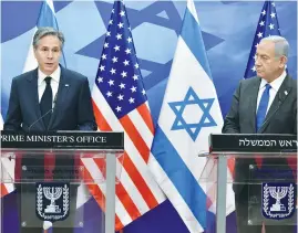  ?? (Yoav Ari Dudkevitch/Flash90) ?? PRIME MINISTER Benjamin Netanyahu and US Secretary of State Antony Blinken address the media at the Prime Minister’s Office in Jerusalem, in January. It’s incumbent upon Israel to avoid any further deteriorat­ion in the relationsh­ip with the US, the writer maintains.