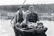  ??  ?? Ferguson-Lees, right, with a fellow birdwatche­r, Phil Hollom, at Srebarna, Bulgaria, 1960