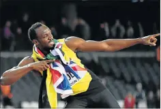  ?? Picture: AFP ?? FAREWELL RACE: Jamaica’s Usain Bolt fools around after taking third in the final of the men’s 100m athletics event at this year’s IAAF World Championsh­ips at the London Stadium in London