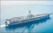  ?? AP ?? The newspaper of North Korea’s ruling party likened the USS Carl Vinson aircraft carrier to a “gross animal”.