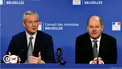  ??  ?? The German and French finance ministers gave a joint interview before the launch of the European Recovery fund