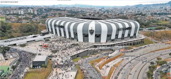  ?? @ESTEV4M/ESP. EM/D.A PRESS ?? O PRIMEIRO CONFRONTO DO ATLÉTICO NA ARENA MRV FOI DISPUTADO EM 27 DE AGOSTO DE 2023, CONTRA O SANTOS, PELO CAMPEONATO BRASILEIRO, E TERMINOU COM VITÓRIA DOS ANFITRIÕES POR 2 A 0