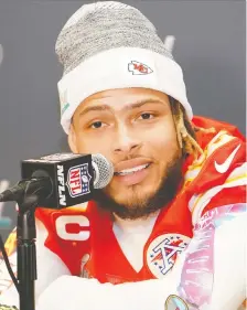  ?? KIRBY LEE/USA TODAY SPORTS ?? Kansas City strong safety Tyrann Mathieu is known for his tenacity and toughness against larger opponents. He is also a locker-room leader for the Chiefs as they head into the Super Bowl.