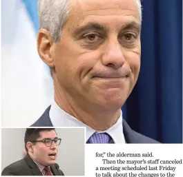  ?? SUN- TIMES FILE PHOTOS ?? By failing to amend Chicago’s ‘‘ welcoming city ordinance,’’ Ald. Carlos Ramirez- Rosa ( inset) says Mayor Rahm Emanuel is playing ‘‘ games’’ with the undocument­ed community. RELATED ANALYSIS Rahm’s emails show effort to use his immigratio­n stance to...