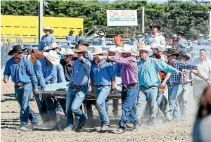  ?? GETTY IMAGES ?? A horse is brought out of the main arena after an accident during the 2018 Methven Rodeo yesterday.