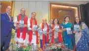  ?? HT ?? Dignitarie­s at the book launch function.