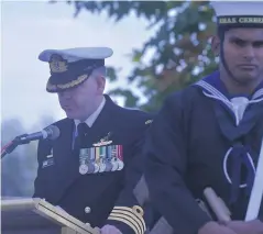  ??  ?? Captain Paul Scott pictured at Moama’s Anzac Day Service.