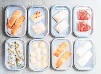  ?? COURTESY OF PUREFISH ?? PureFish, a San Diego-based frozen seafood distributo­r, launched Monday with a $250 box that includes eight trays of pre-trimmed seafood portions both locally caught and shipped from around the world.