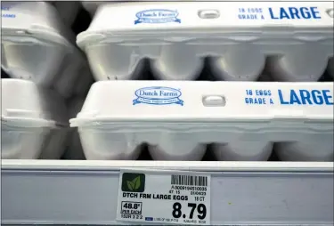  ?? NAM Y. HUH/THE ASSOCIATED PRESS ?? The price of a dozen eggs is seen at a grocery store in Glenview, Ill., on Jan. 10, 2023.
