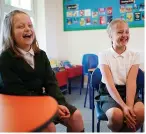  ?? ?? HAVING FUN Sofi, right, and classroom buddy Sylvia at Glapthorn Primary School